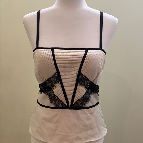 Bebe zip corset blouse spaghetti strap lace pleats - Picture 7 of 7